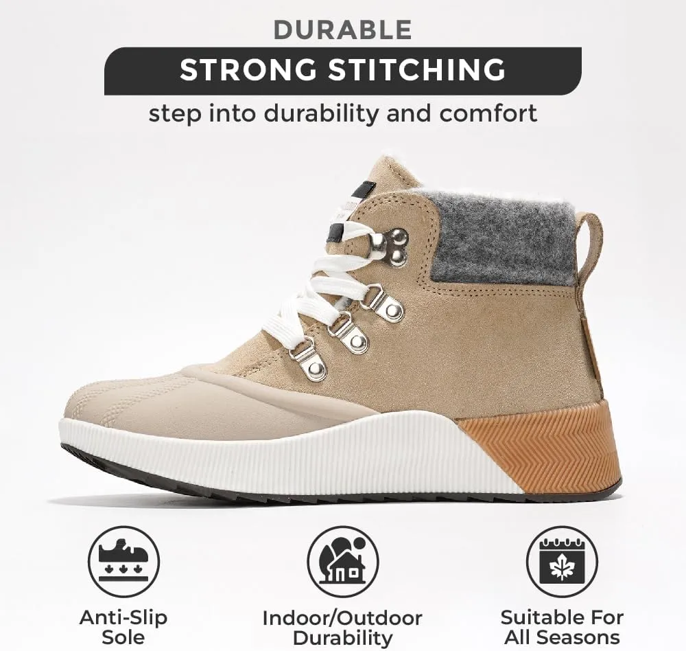 Project Cloud Waterproof Snow Boots for Women - Memory Foam Insole Non-Slip Womens Snow Boots & Winter Shoes with Shoe Lace - Lightweight Indoor Outdoor Shoes