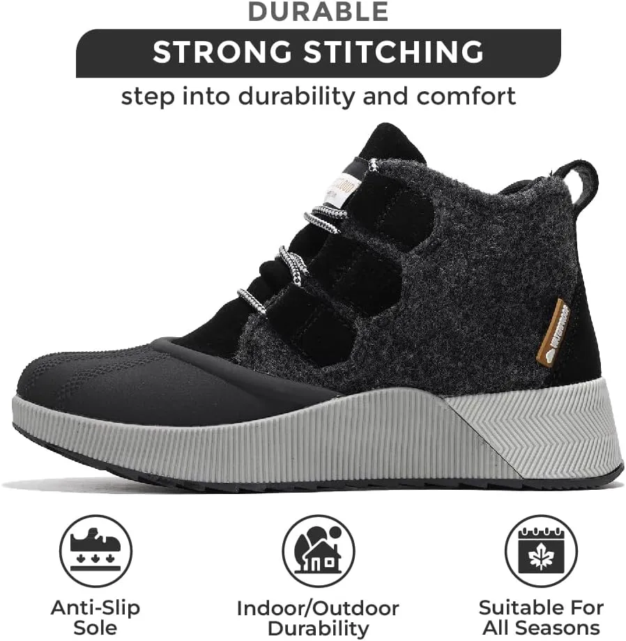 Project Cloud Waterproof Snow Boots for Women - Memory Foam Insole Non-Slip Womens Snow Boots & Winter Shoes with Shoe Lace - Lightweight Indoor Outdoor Shoes