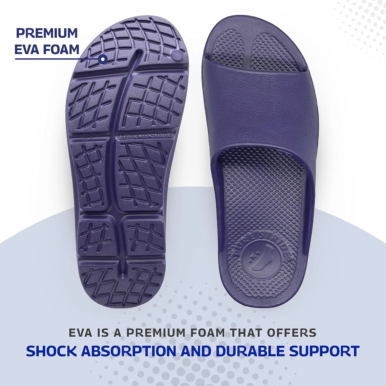 Pure Stride Therapeutic Slides, Orthotic Sandals for Plantar Fasciitis, Metatarsal and Heel Spurs, for Pain Relief and Arch Support of Feet