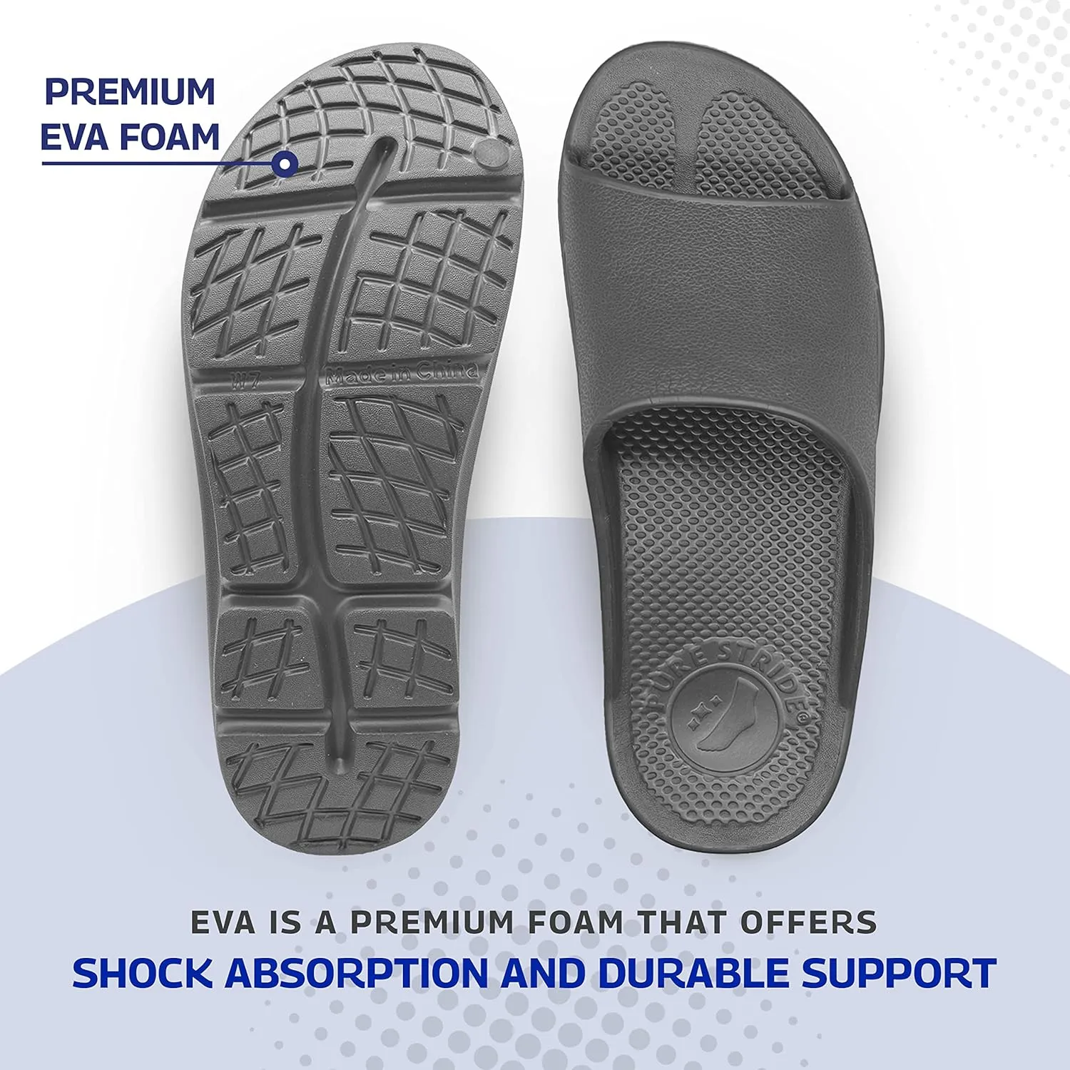 Pure Stride Therapeutic Slides, Orthotic Sandals for Plantar Fasciitis, Metatarsal and Heel Spurs, for Pain Relief and Arch Support of Feet