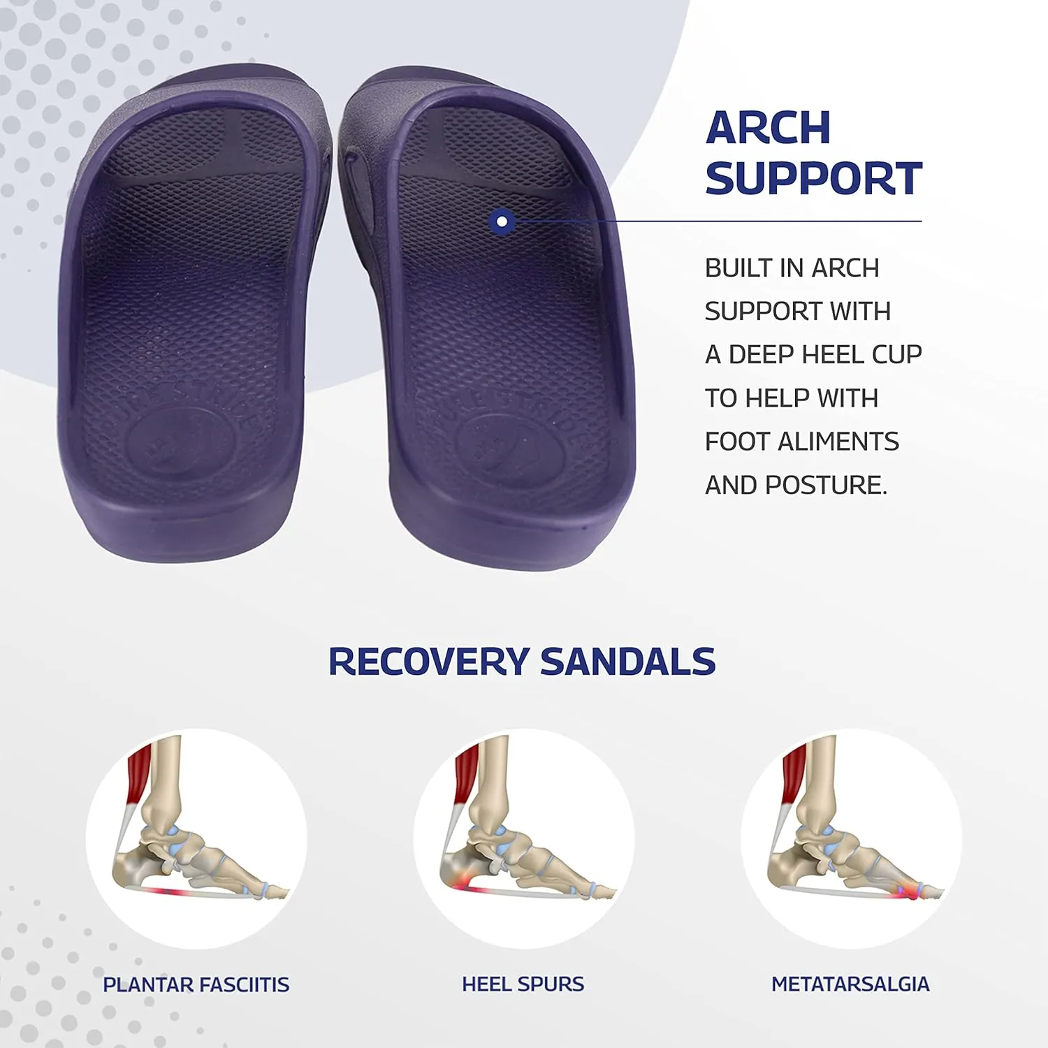 Pure Stride Therapeutic Slides, Orthotic Sandals for Plantar Fasciitis, Metatarsal and Heel Spurs, for Pain Relief and Arch Support of Feet