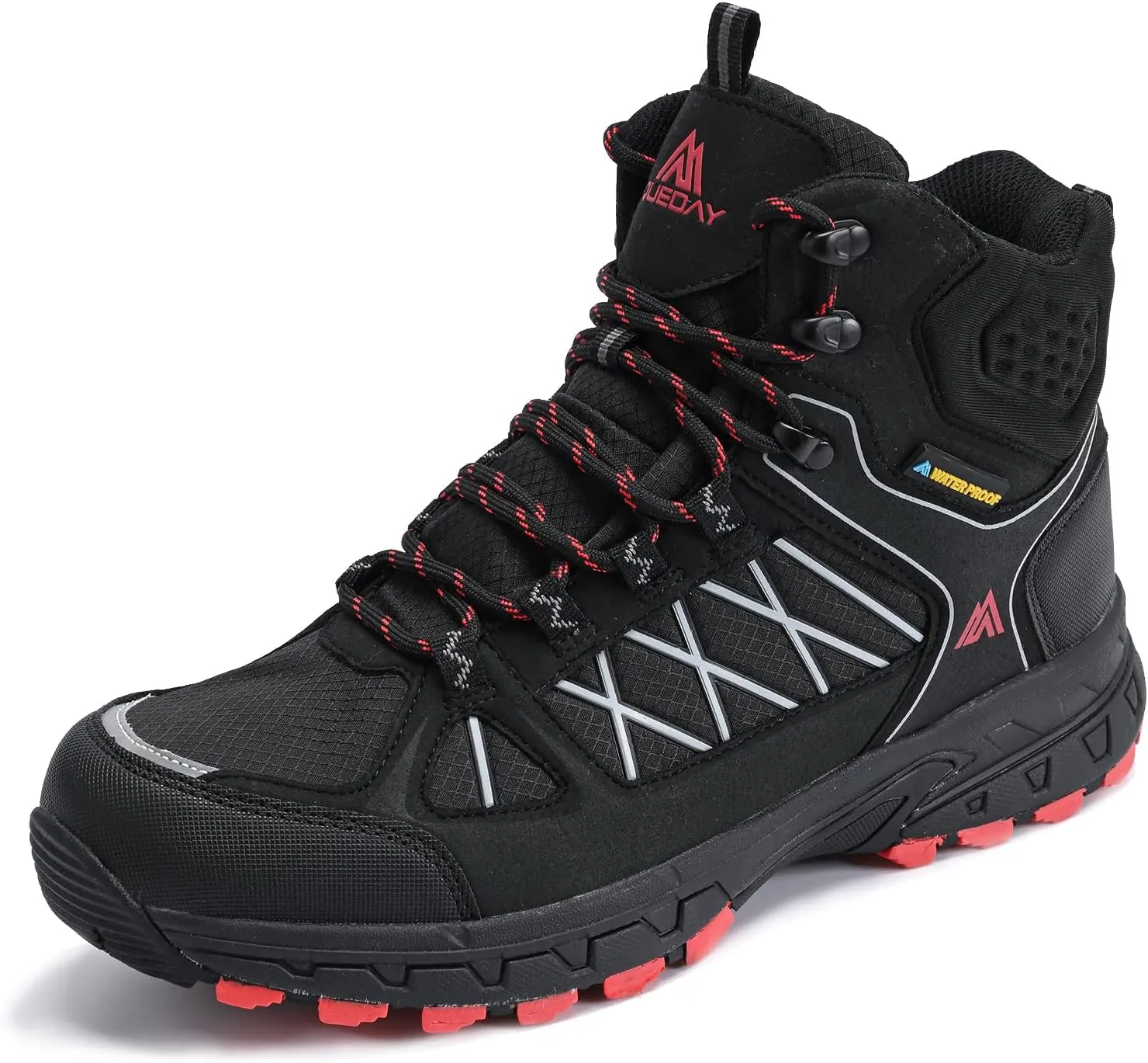 Queday Men's Hiking Boots Waterproof Outdoor Lightweight Trekking Shoes Ankle High Boots