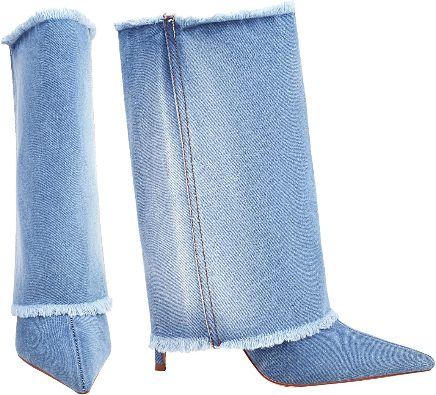 Reitoye Womens Pointed Toe Wide Calf Ankle Booties Stiletto Heel Mid Calf Short Boots