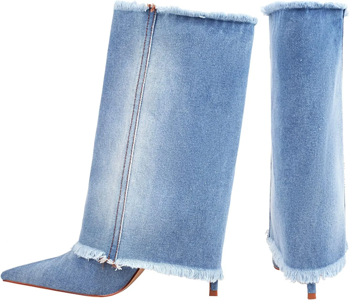 Reitoye Womens Pointed Toe Wide Calf Ankle Booties Stiletto Heel Mid Calf Short Boots