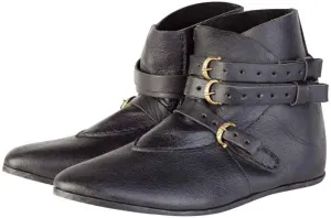 Renaissance Medieval Cosplay Halloween Boots Mens PU Leather Up Leather Pirate Gothic Viking Tied Shoes for Adults