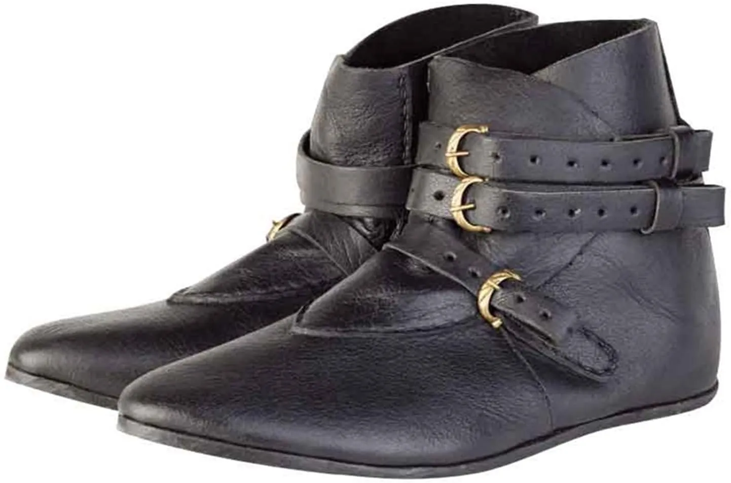 Renaissance Medieval Cosplay Halloween Boots Mens PU Leather Up Leather Pirate Gothic Viking Tied Shoes for Adults