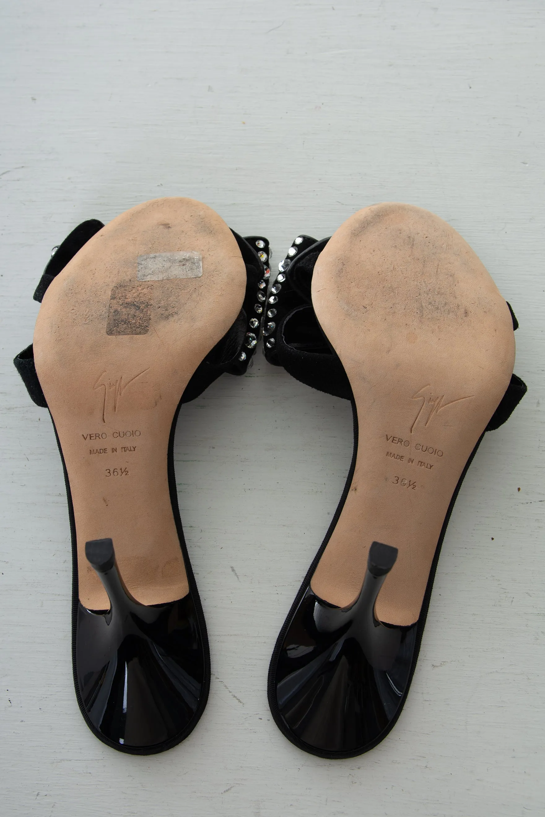 Rhinestone Bow Mules