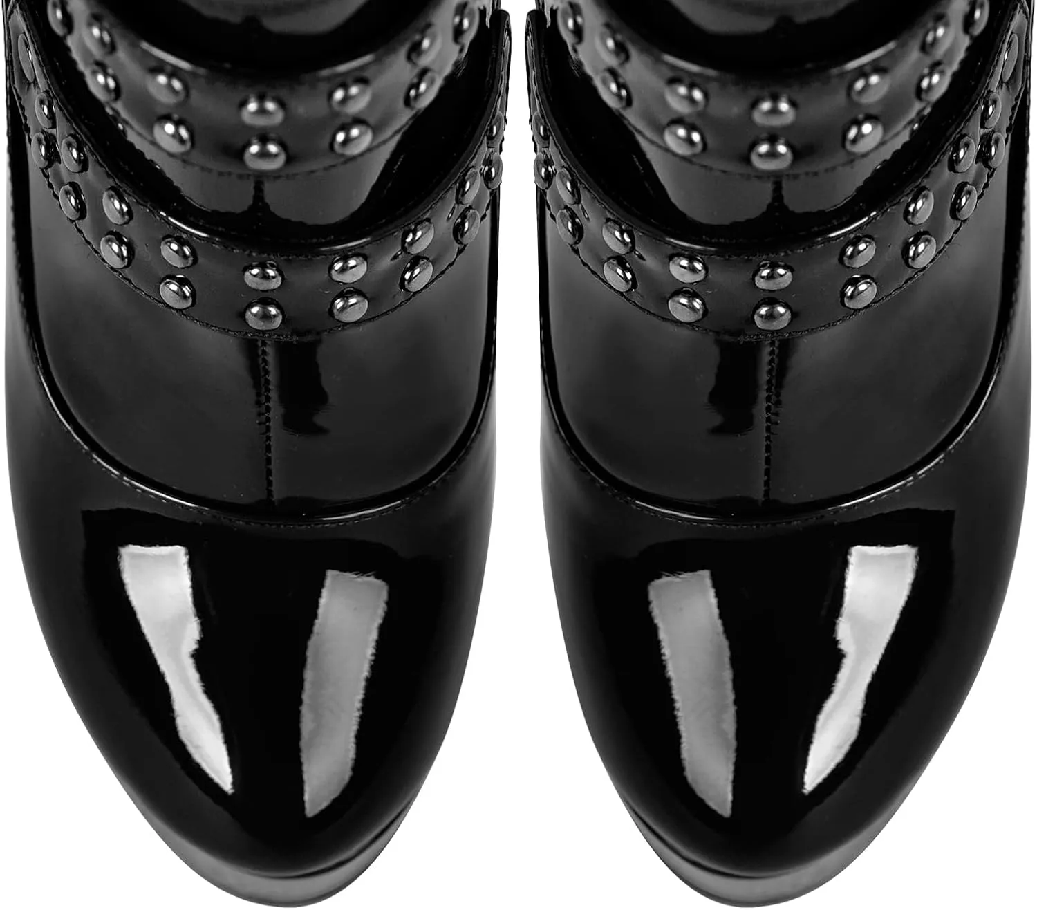 richealnini Women's Platform Heel Thigh High Boots with Zippers Lace Up Sexy Sky High Heels Long Shaft Over the Knee High Boots
