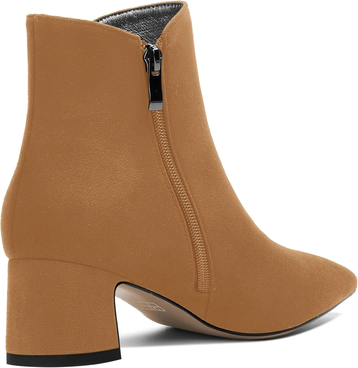 ROSERWISH Womens Zip Suede Outdoor Pointed Toe Fashion Casual Chunky Low Heel Ankle High Boots 2 Inch