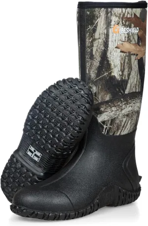 Rubber Boots for Men, Waterproof Insulated Rubber Hunting Neoprene Boots with Steel Shank, Durable Anti-Slip Outdoor Work Boots for Hunting Gardening Farming Fishing Mud Working
