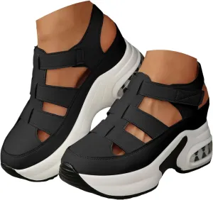 Sandals for Women 2025 Hiking Hollow Casual Thick Soled Womens Sandals Wedge Open Toe Hook and Loop Outdoor Sport Sandals