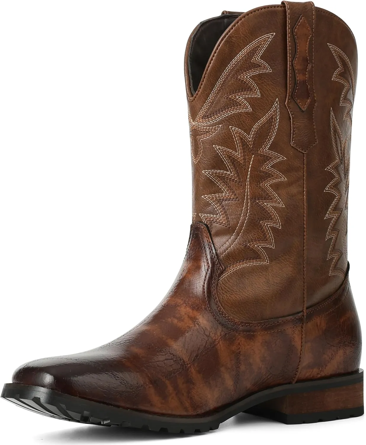 SaraIris Mens Brown Cowboy Western Working Round Toe Pull On Cowgirl Boots