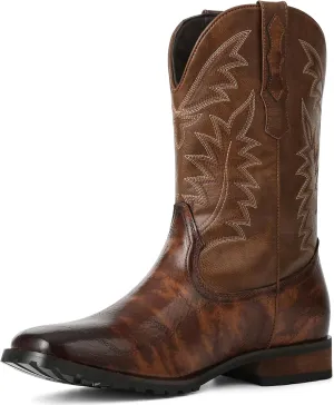 SaraIris Mens Brown Cowboy Western Working Round Toe Pull On Cowgirl Boots