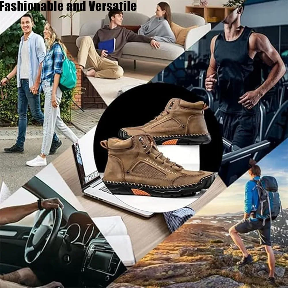 Sawbehind Mens Boots, 2025 Wide Waterproof 2-In-1 sawbehind Men'S Comfortable Handmade Outdoor Leather Shoes