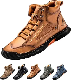 Sawbehind Mens Boots, 2025 Wide Waterproof 2-In-1 sawbehind Men'S Comfortable Handmade Outdoor Leather Shoes