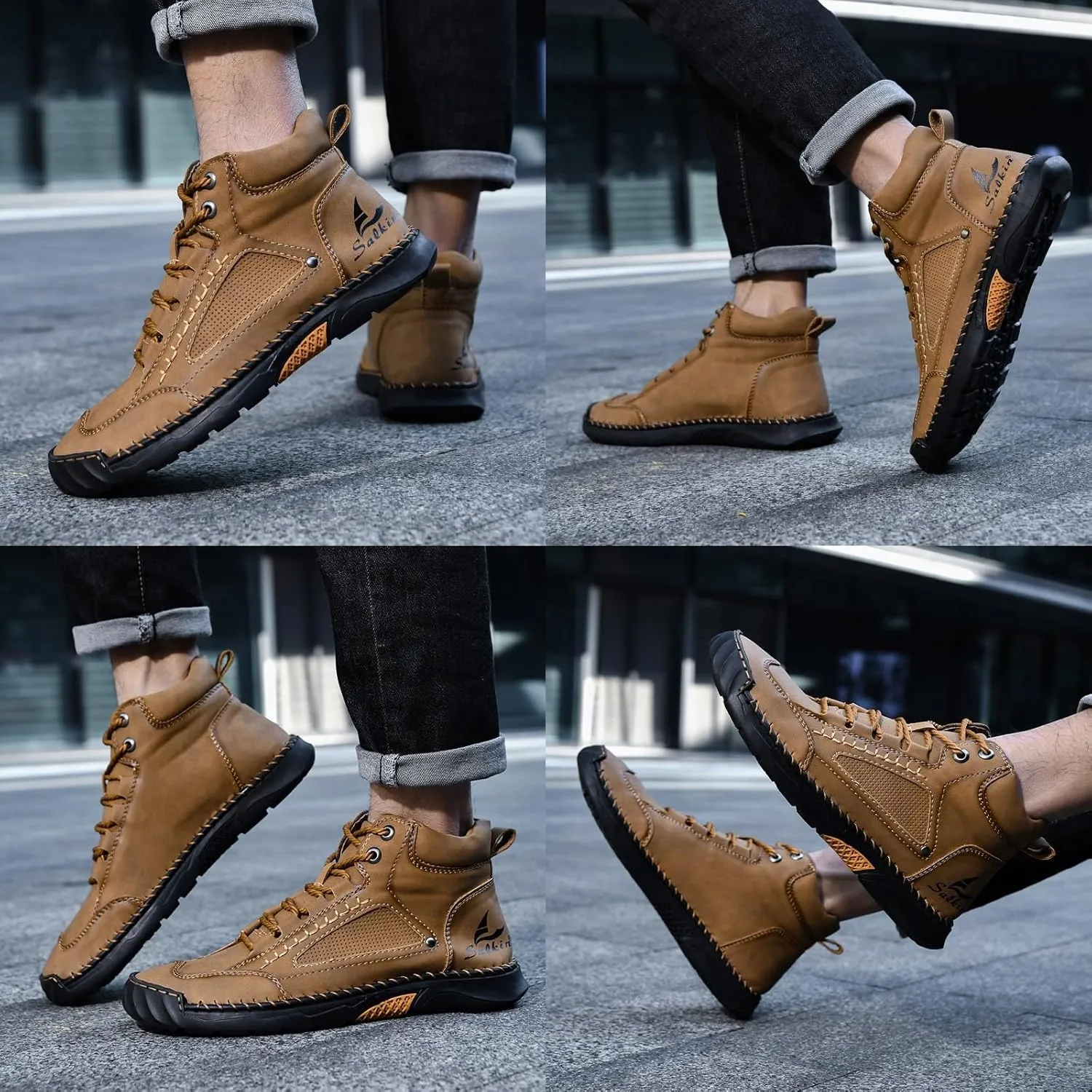 Sawbehind Mens Boots, Waterproof Sawbehind Men'S Comfortable Handmade Leather Boots, Saw Behind Mens Spacious Toe Shoes