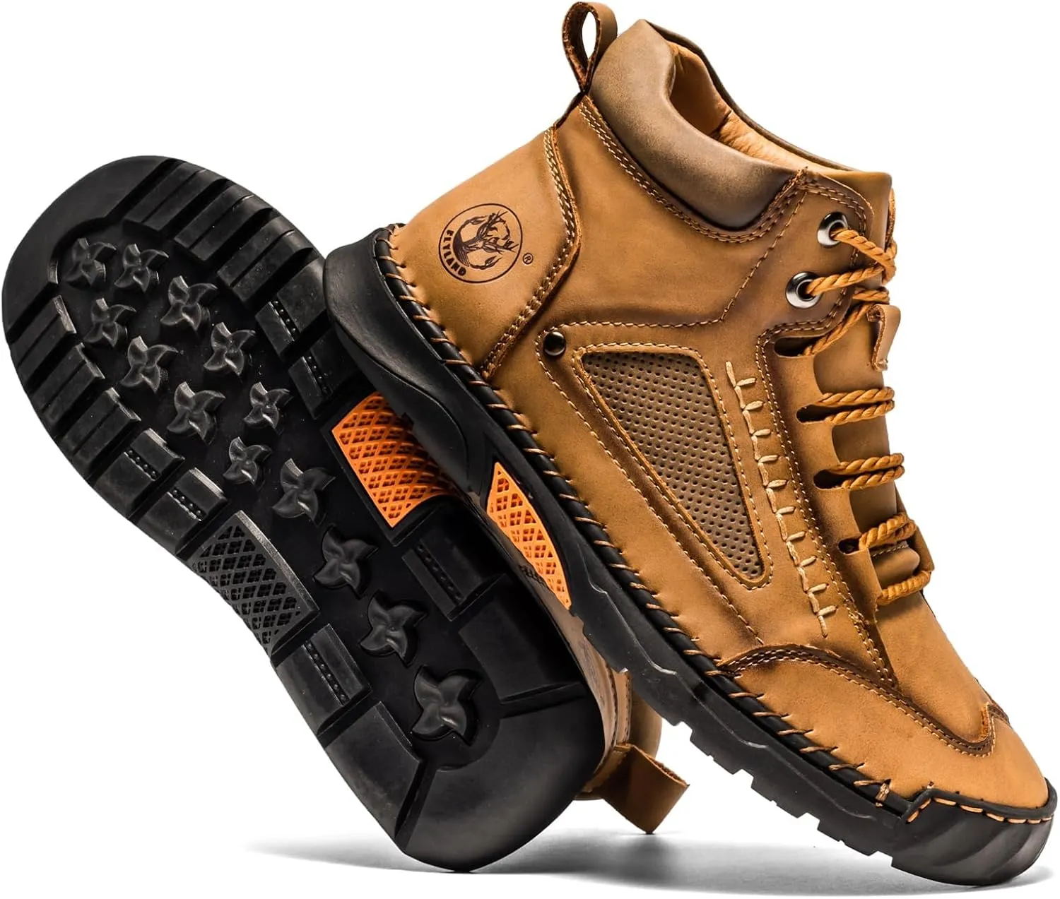 Sawbehind Men's Comfortable Handmade Leather Boots,Men'S Waterproof Handmade Boots, For Outdoor, Hiking, Travel, Sports