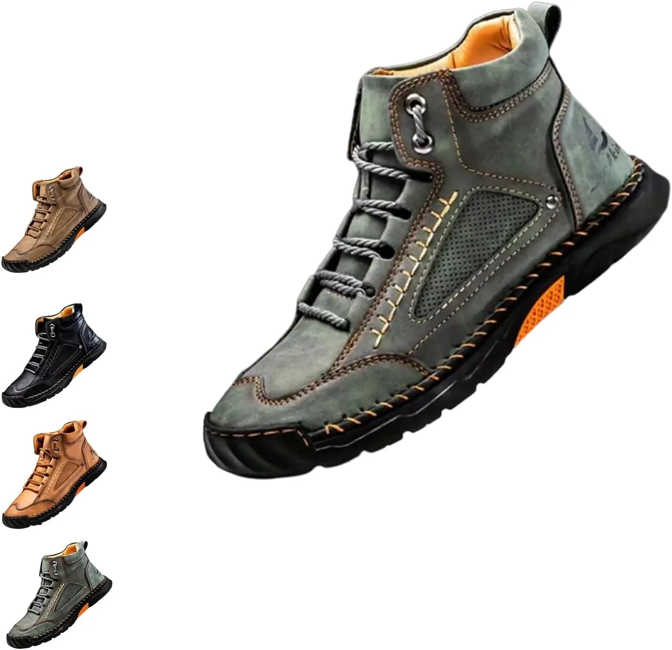 Sawbehind Men's Comfortable Handmade Leather Boots,Men'S Waterproof Handmade Boots, For Outdoor, Hiking, Travel, Sports