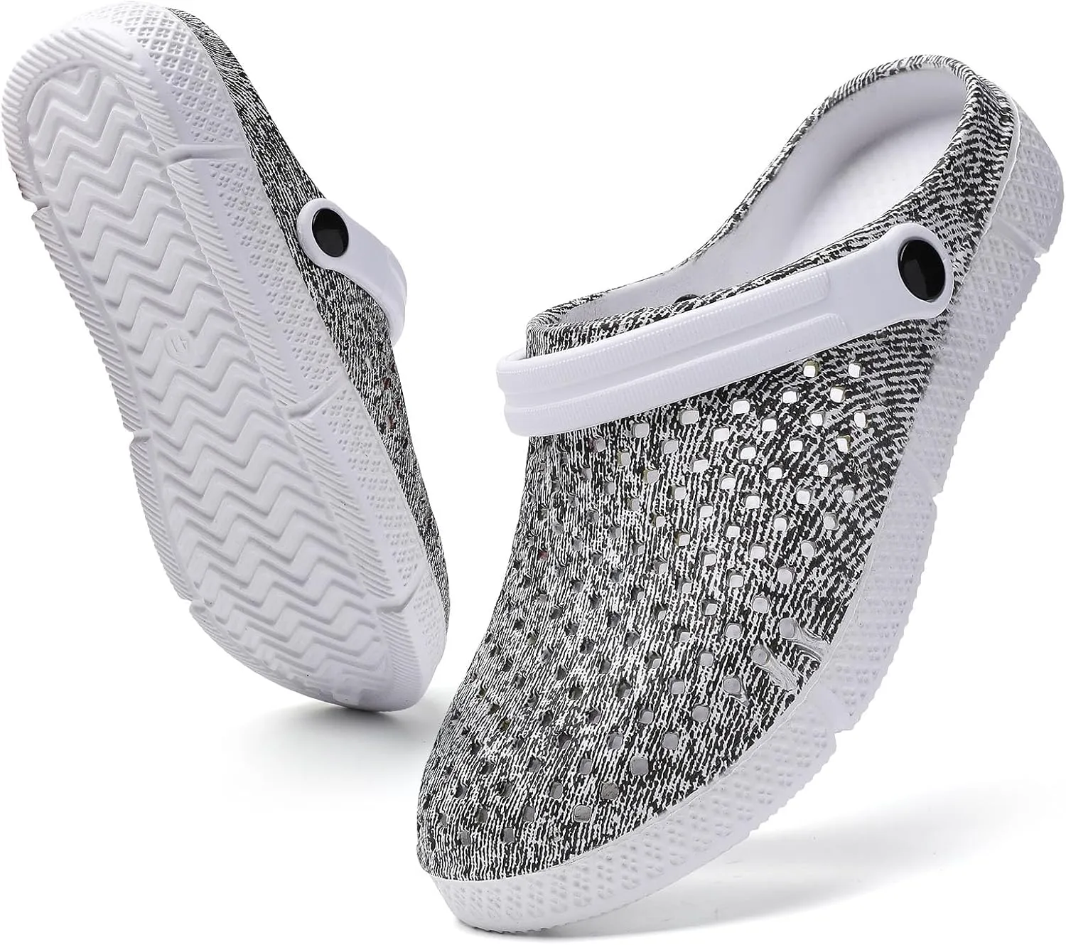 SECHRITE Womens Clogs Garden Shoes Slip-On Comfort Outdoor Beach Slippers Water Shoes Lightweight Waterproof Summer Sandals - Butterfly Print