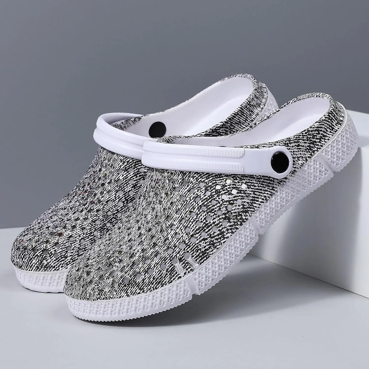 SECHRITE Womens Clogs Garden Shoes Slip-On Comfort Outdoor Beach Slippers Water Shoes Lightweight Waterproof Summer Sandals - Butterfly Print