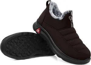 SHIBEVER Winter Boots for Women: Black Warm Fur Lined Slip on Ankle Snow Boots Comfortable Waterproof Outdoor Shoes Size