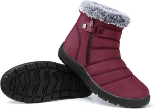 SHIBEVER Women Winter Snow Boots: Black Waterproof Walking Booties Non Slip Fur Lined Warm Outdoor Ankle Short Boot