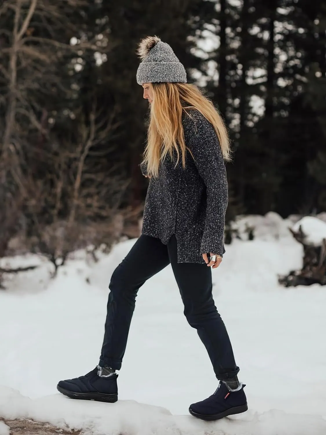 SHIBEVER Womens Winter Snow Boots: Waterproof Insulated Warm Fur Lined Ankle Slip On Walking Comfortable Outdoor Boot