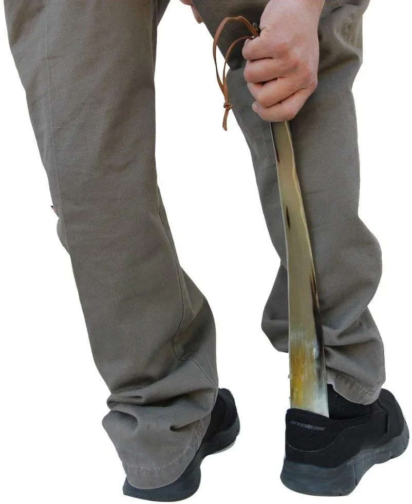 Shoe Horn Made with Real Horn Handmade. Easy Grip Long handle Shoehorn for Men,Women Seniors, Pregnancy, Elderly, back pain, tall people and kids Shoes & Boots.Best Gift Idea Home or Travel Use.(16'')