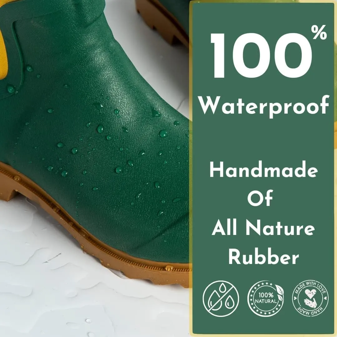 Short Rain Boots for Women, Waterproof Garden Shoes Chelsea Rainboots for Women, 4mm Neoprene Rain Boots, Work, Anti-slip Garden Shoes (Size 5-10)