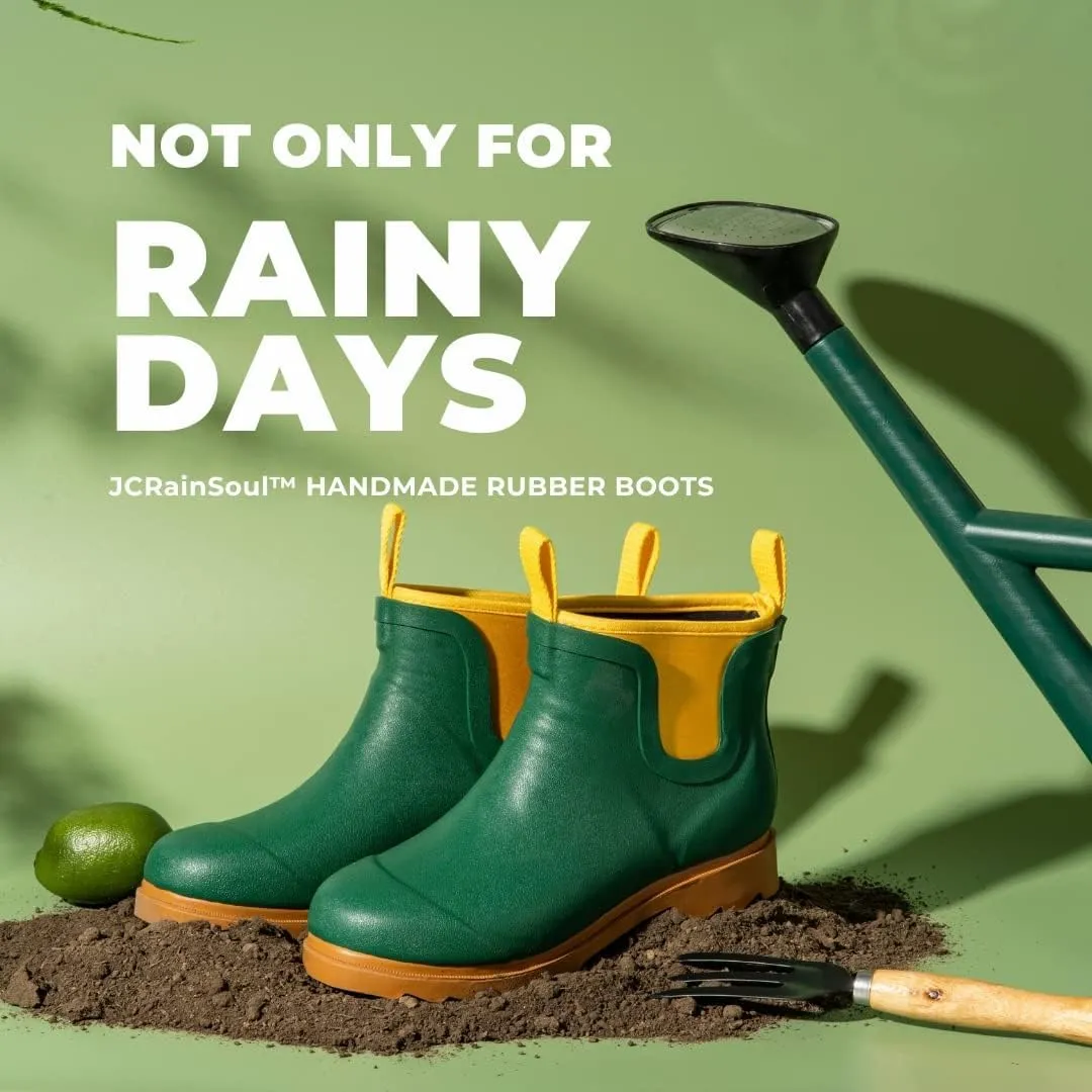 Short Rain Boots for Women, Waterproof Garden Shoes Chelsea Rainboots for Women, 4mm Neoprene Rain Boots, Work, Anti-slip Garden Shoes (Size 5-10)
