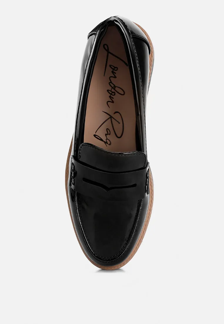 Sinclair Patent Faux Leather Heeled Loafers By Ruw