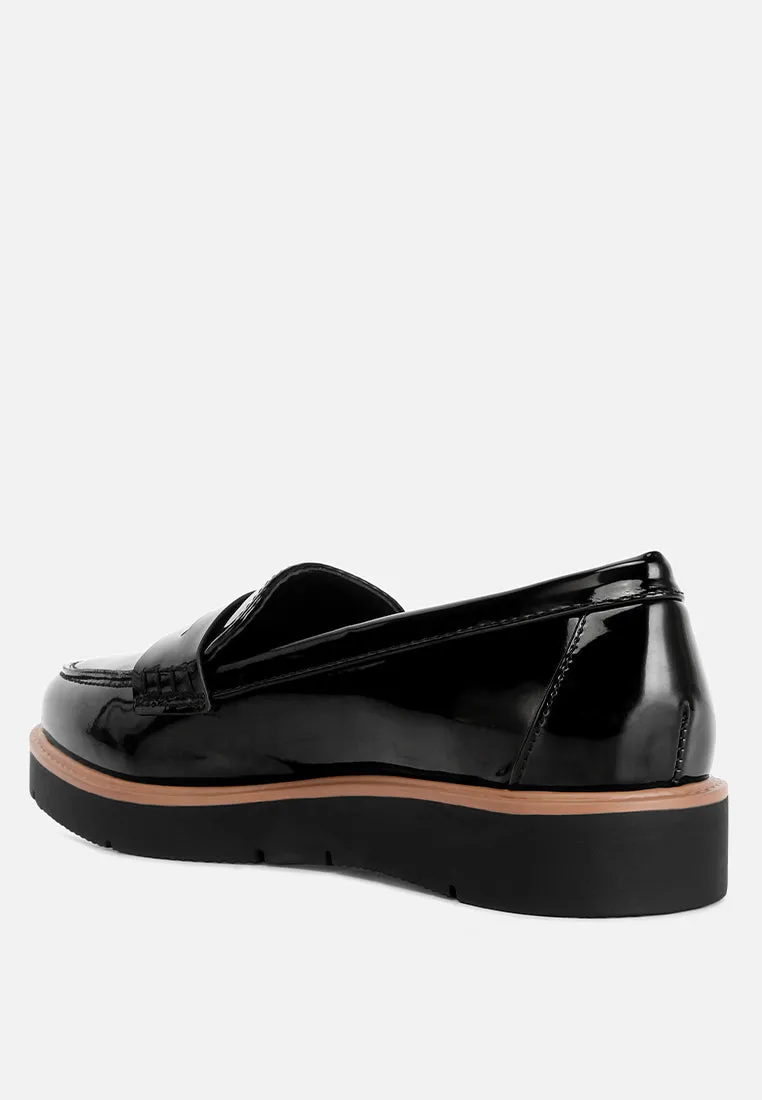 Sinclair Patent Faux Leather Heeled Loafers By Ruw