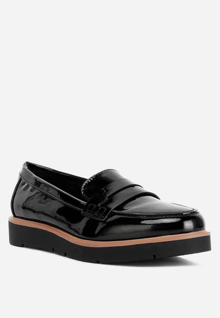 Sinclair Patent Faux Leather Heeled Loafers By Ruw