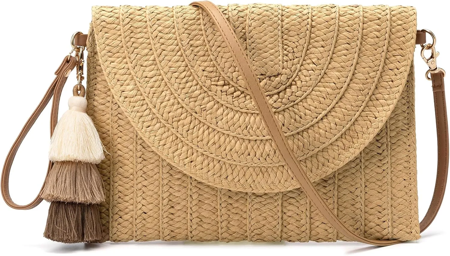 Small Straw Clutch Purses For Women Raffia Shoulder Beach Bag Summer Woven Purse Envelope Crossbody Handbag Wallet