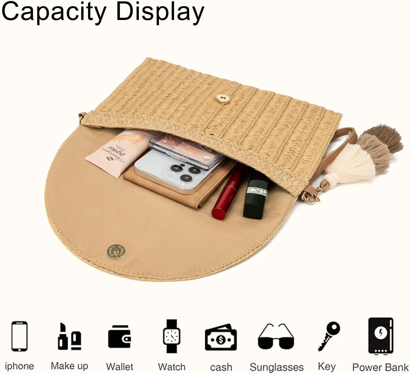 Small Straw Clutch Purses For Women Raffia Shoulder Beach Bag Summer Woven Purse Envelope Crossbody Handbag Wallet