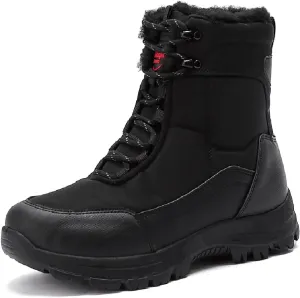Snow Boots for Men, Slip on Waterproof Hiking Boots with Fur Lined, Mens Winter Boots Shoes Non-Slip Rubber Sole Outdoor Comfortable Walking Shoes