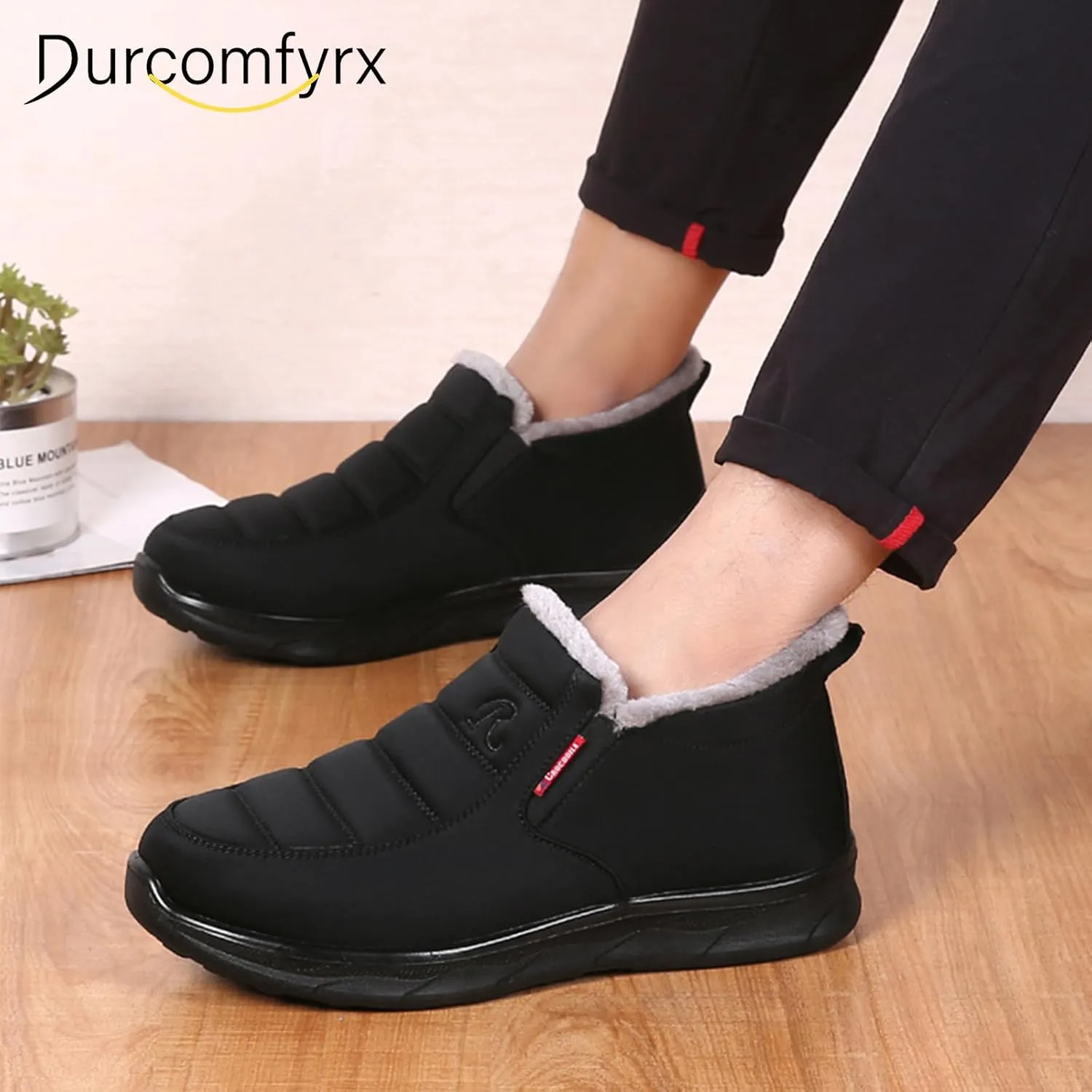 Snow Boots for Men Women: Water-resistant Winter Shoes Lightweight Warm Fur Lined Winter Boots - Slip On Casual Shoes Anti-Slip Sneakers Unisex Outdoor Comfort Ankle Boots Black Blue Coffee
