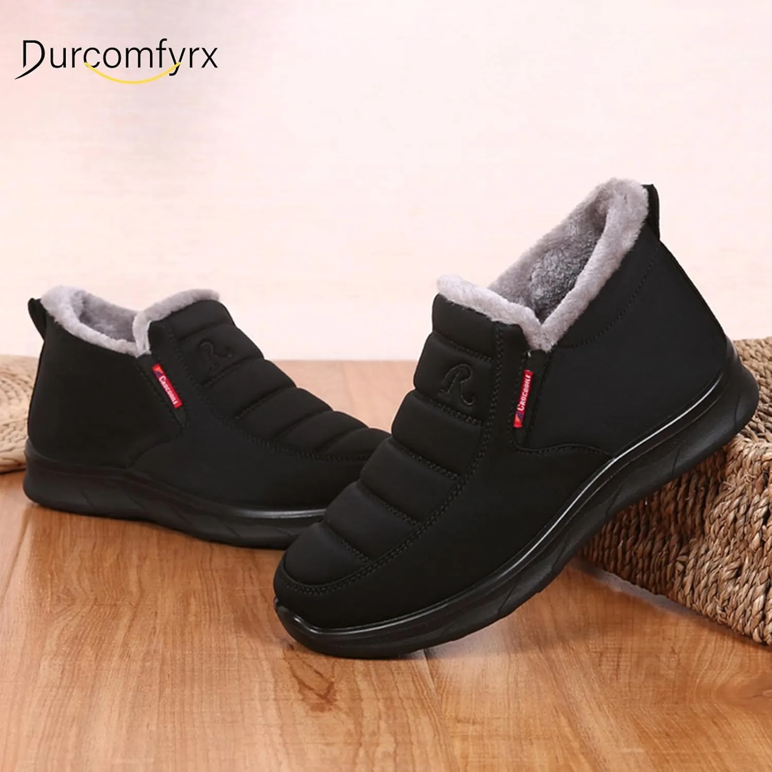 Snow Boots for Men Women: Water-resistant Winter Shoes Lightweight Warm Fur Lined Winter Boots - Slip On Casual Shoes Anti-Slip Sneakers Unisex Outdoor Comfort Ankle Boots Black Blue Coffee