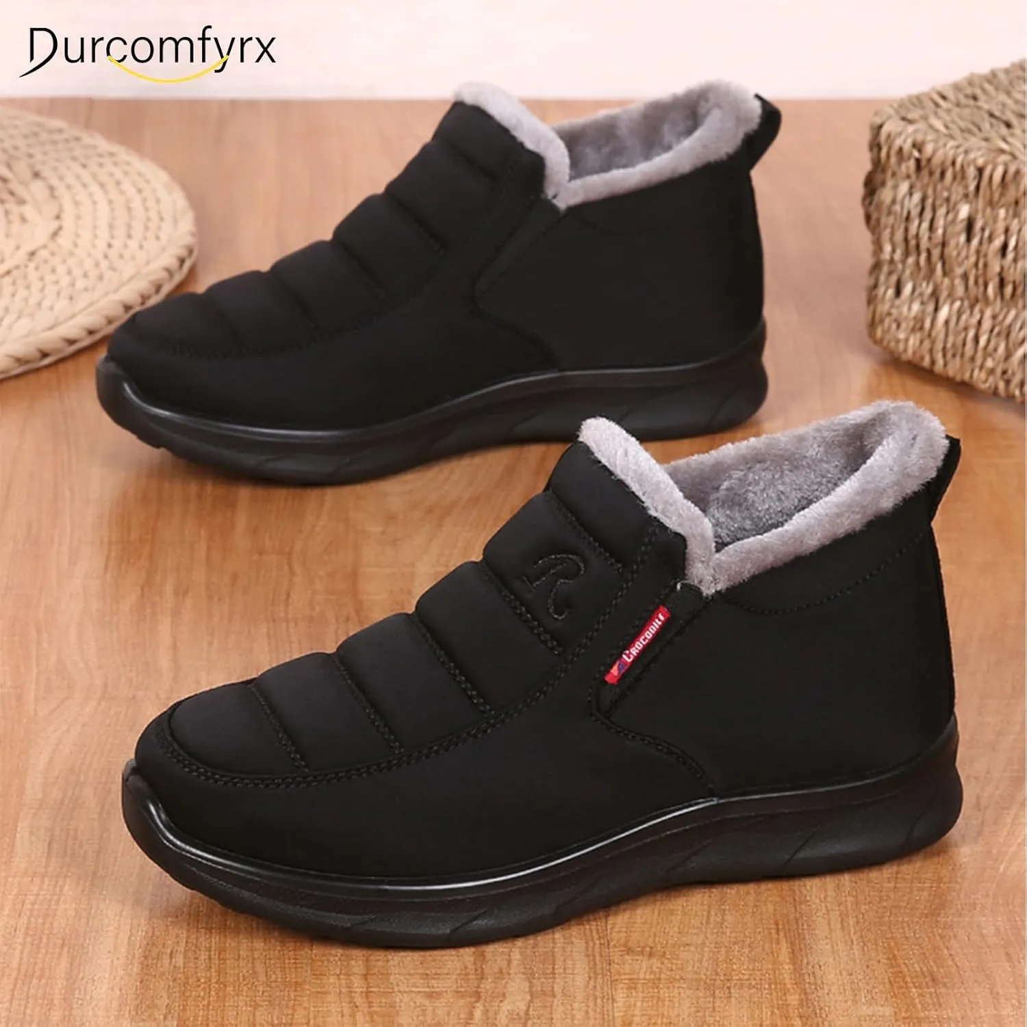 Snow Boots for Men Women: Water-resistant Winter Shoes Lightweight Warm Fur Lined Winter Boots - Slip On Casual Shoes Anti-Slip Sneakers Unisex Outdoor Comfort Ankle Boots Black Blue Coffee