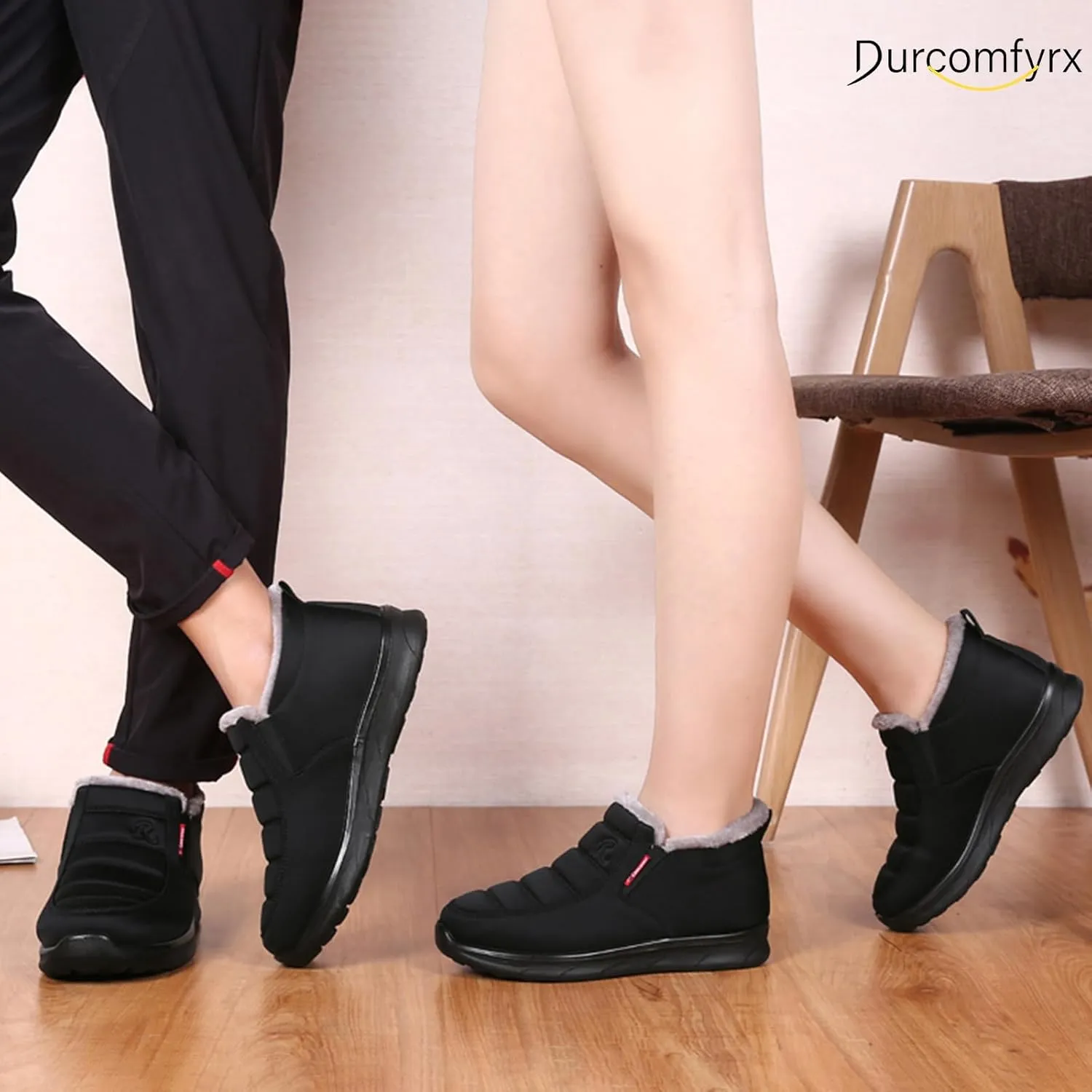 Snow Boots for Men Women: Water-resistant Winter Shoes Lightweight Warm Fur Lined Winter Boots - Slip On Casual Shoes Anti-Slip Sneakers Unisex Outdoor Comfort Ankle Boots Black Blue Coffee
