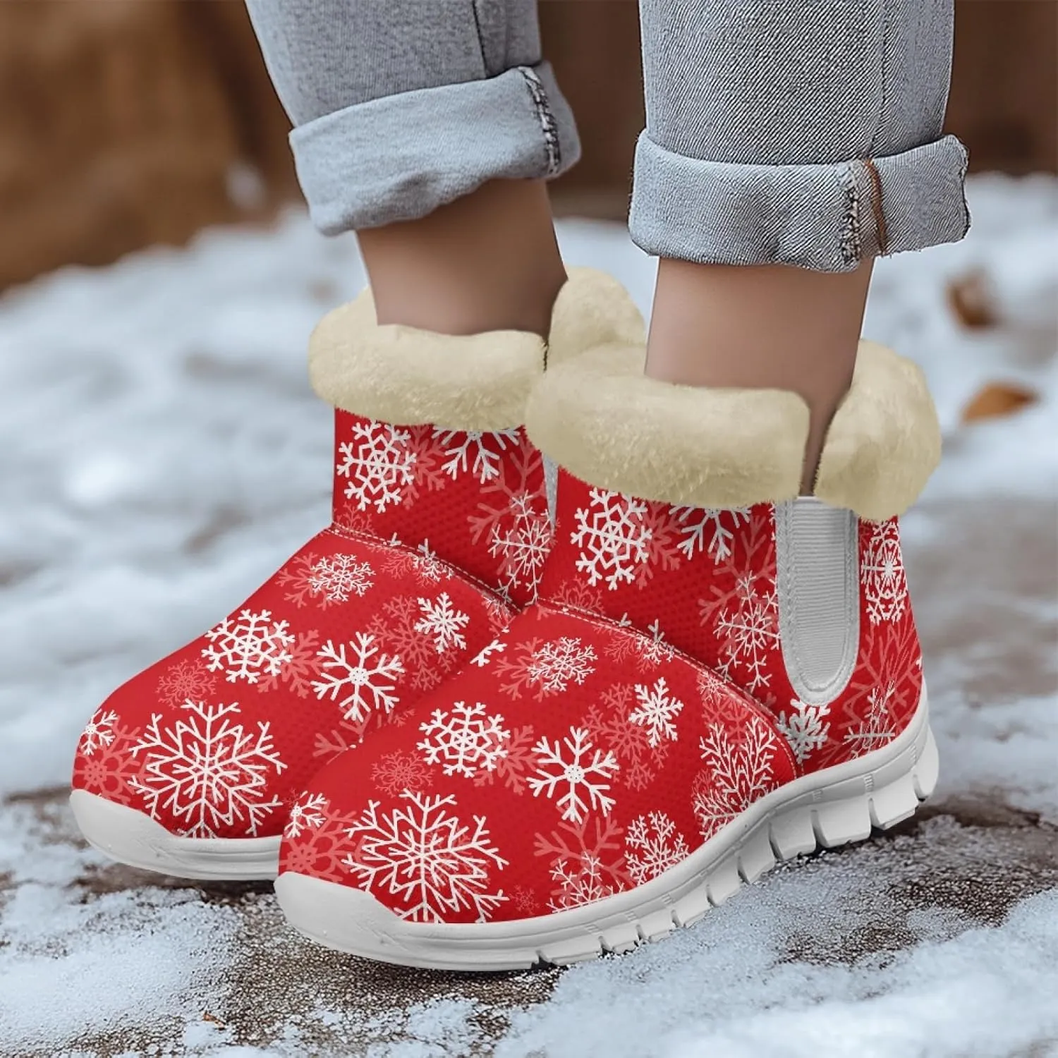 Snow Boots for Women -Fashion Winter Warm Snow Boots Anti-Slip outdoor Furry bootie for men women