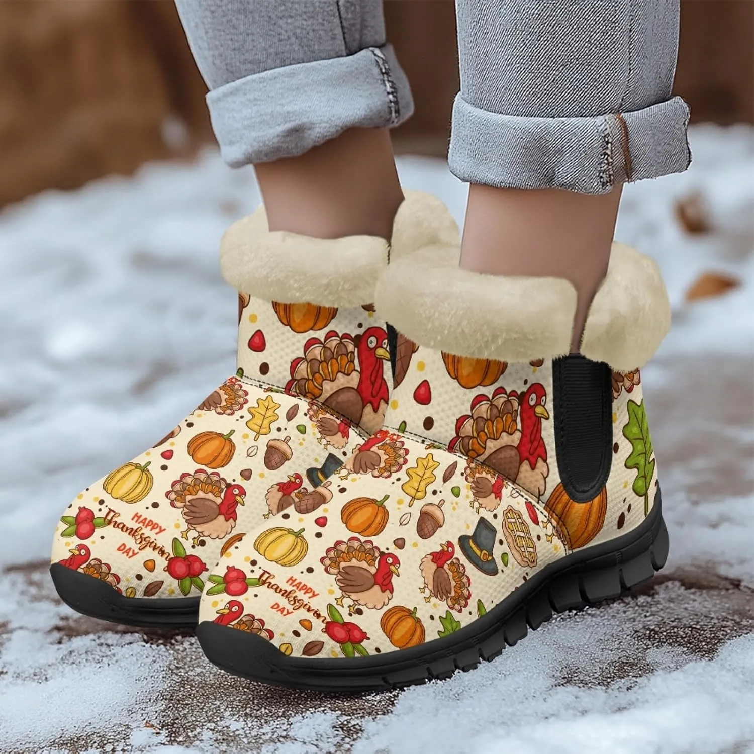 Snow Boots for Women -Fashion Winter Warm Snow Boots Anti-Slip outdoor Furry bootie for men women