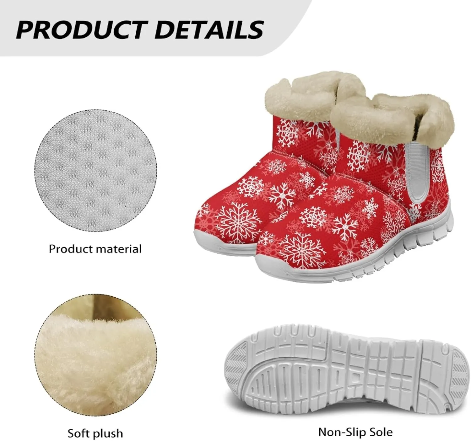 Snow Boots for Women -Fashion Winter Warm Snow Boots Anti-Slip outdoor Furry bootie for men women