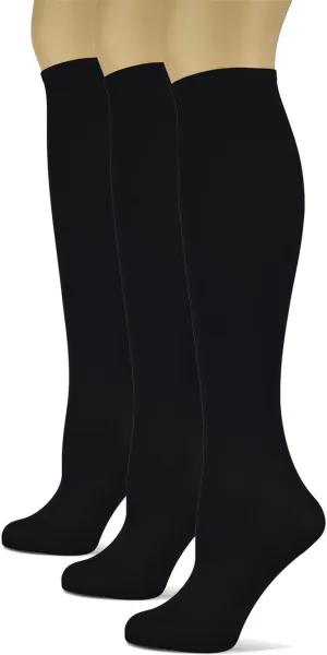 Sox Trot Women's Solid Knee High Trouser Socks, Silky Soft Thin Material, Tall Boot Socks 3 Pairs