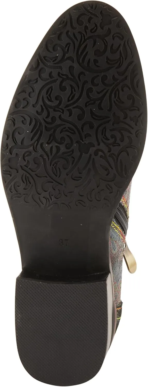 Spring Step L'Artiste Georgiana-Scope Booties for Women - Ankle Boots with Zipper Closure - Hand-Painted Ladies Boots for Outdoor