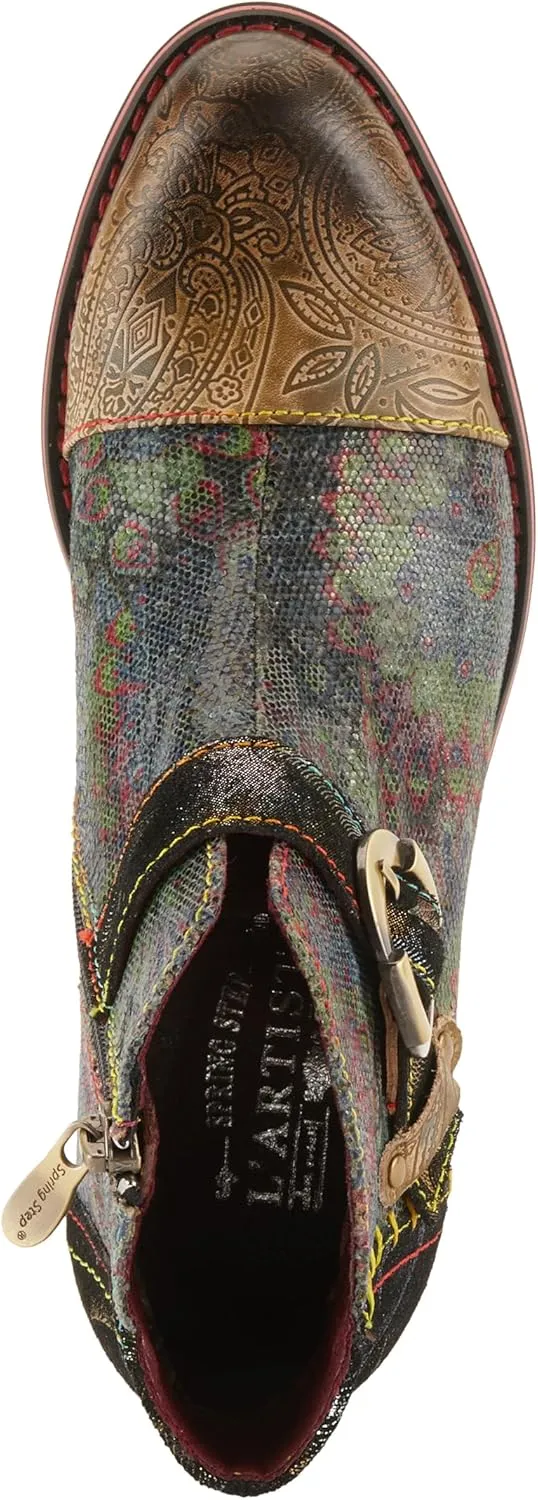 Spring Step L'Artiste Georgiana-Scope Booties for Women - Ankle Boots with Zipper Closure - Hand-Painted Ladies Boots for Outdoor