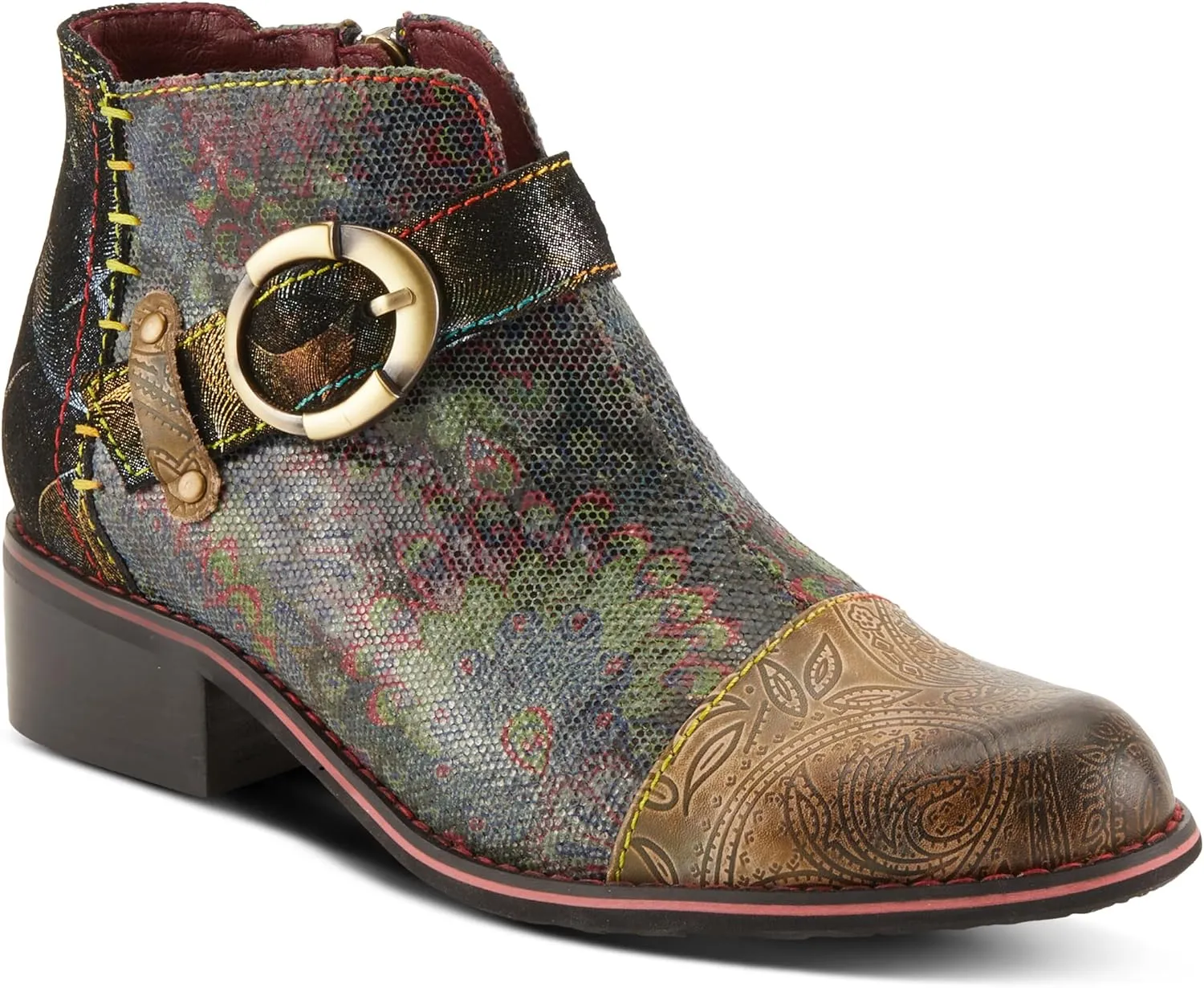 Spring Step L'Artiste Georgiana-Scope Booties for Women - Ankle Boots with Zipper Closure - Hand-Painted Ladies Boots for Outdoor