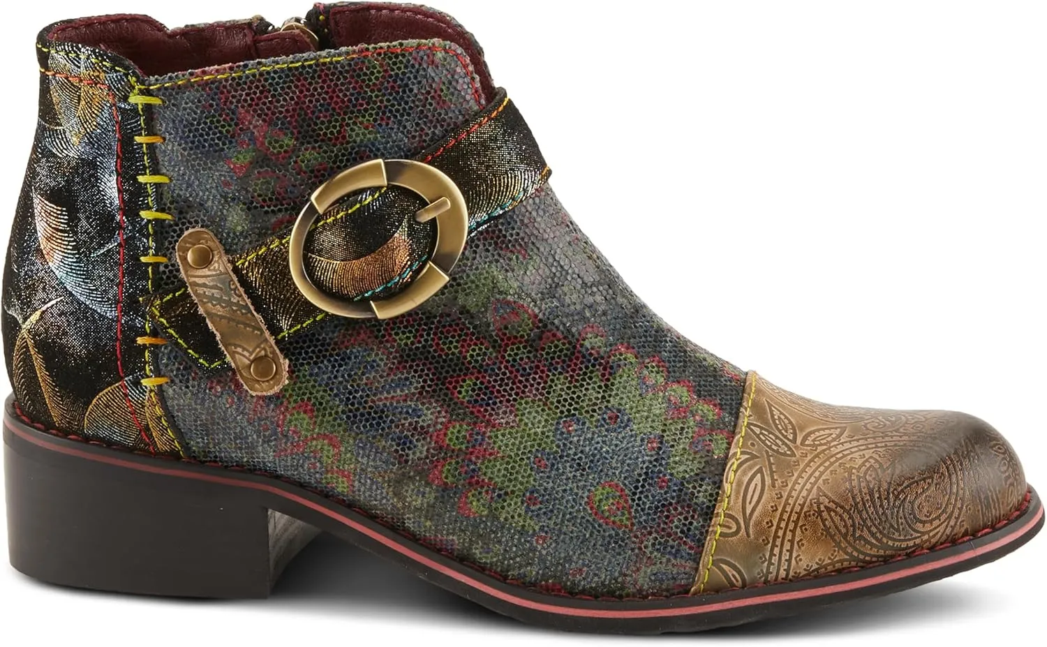 Spring Step L'Artiste Georgiana-Scope Booties for Women - Ankle Boots with Zipper Closure - Hand-Painted Ladies Boots for Outdoor