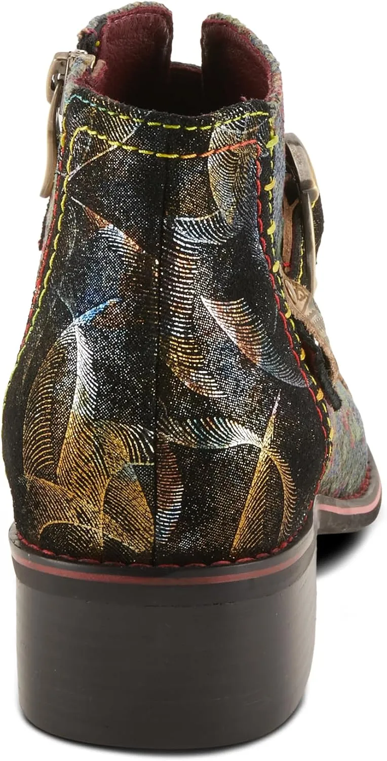 Spring Step L'Artiste Georgiana-Scope Booties for Women - Ankle Boots with Zipper Closure - Hand-Painted Ladies Boots for Outdoor