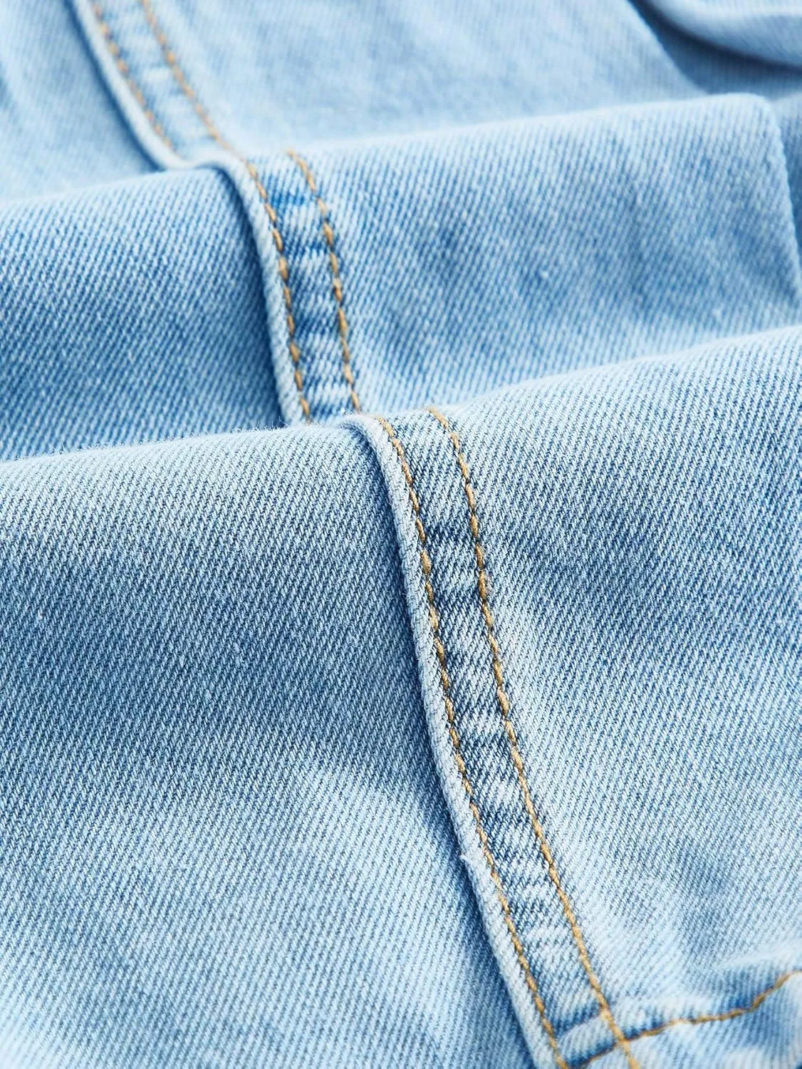 SweatyRocks Women's Casual Ruffle Pleated Denim Skirt Raw Hem Short A Line Jean Skirts